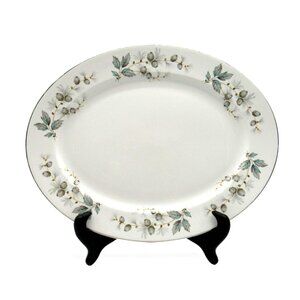 VINTAGE Johnson Bros Snowhite Oval PLATTER Ironstone Pine Dinnerware England
